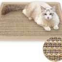FUKUMARU Cat Scratcher Mat, 23.6 X 15.7 Inch Natural Sisal Cat Scratch Mats, Horizontal Cat Floor Scratching Pad Rug, Protect Carpets and Sofas (Cream - Thicken)