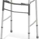 Two-Button Folding Walkers Without Wheels, 300 lbs Weight Capacity - Robust & Adjustable Mobility Aid for Elderly and Disabled Individuals