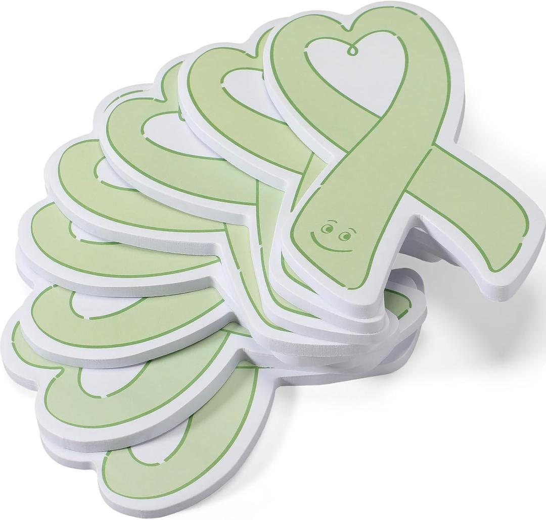 Teling 40 Pack Mental Health Awareness Items Sticky Notes Green Ribbon Self Stick Notepads for Office School Home Mental Health Month Party Supplies