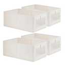 Fordonral 4 Pack Linen Storage Bins, Storage Containers for Organizing Clothing, Jeans, Toys, Books, Shelves, Closet, Wardrobe - Closet Organizers and Storage, Large Storage Boxes Baskets with Window