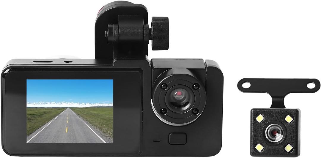 aqxreight 3 Channel Cam Front Inside Rear 1080P Night Parking Monitoring Driving Recorder for Cars