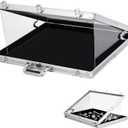34"x22" Card Show Display Case,Portable Aluminum Trading Card Display Case | Clear Acrylic Card Box with Locks Suitable for Sports Card/TCG/Jewelry Collection(Silver)