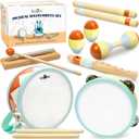 MINIARTIS Toddler Musical Instruments - Montessori Wooden Musical Toys for Toddlers 1-3 | Modern Boho Baby Drum Set with Neutral Colors Percussion Instruments | Kids Preschool Educational 3+