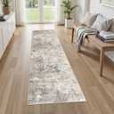 UERMEI 2X8 Washable Runner Rug for Hallway: Soft Neutral Modern Abstract Area Rug - Non-Slip Low Pile Long Throw Indoor Carpet for Kitchen Entryway Kitchen Bedroom Laundry- Brown Grey