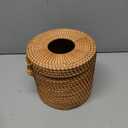 2 x Rattan Woven Cylinder Tissue Box Cover - Boho Decorative Round Tissue Holder for Bathroom, Living Room, Coffee Table, Bedroom(Cylinder Style)