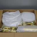Goodluck 700 Piece Gold Dinnerware Set for 100 Guests, Disposable for Party, Include: 100 Gold Rim Dinner Plates, 100 Dessert Plates, 100 Paper Napkins, 100 Cups, 100 Plastic Silverware Set