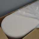 Oval Storage Bench 43.5" Linen Fabric Upholstered Entryway Bench with Solid Wood Legs Ottoman Bench Indoor Bench for Living Room/Bedroom/End of Bed/Entryway (Beige)