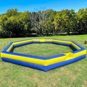 OZIS 26FT Inflatable Gaga Ball Pit with Built-in Blower, Portable Gagaball Court for Indoor/Outdoor Sports, School/Family Activities Easy to Setup (Blue&Yellow)