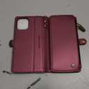 Defencase Compatible with iPhone 12/Pro Case Wallet with RFID Blocking Card Holder for Women Men, PU Leather Magnetic Snap Flip Zipper Strap Wallet Phone Case Fit for iPhone 12 & 12 Pro 6.1", Wine Red