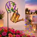 Solar Lights Garden Decor, Hummingbird Solar Watering Can Lantern, Waterproof Colorful Outdoor Light, Birthday Gifts for Mom Grandma Women, Garden Lights for Yard Pathway Patio Lawn (Lavender)