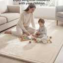 Goyuu Ultra Soft 1.3" Thick Baby Play Mat for Floor, 50x50 Playpen Mat Elasti-Foam Padded Crawling Mat for Babies, Toddlers, Infant, Kids, Non-Slip Backing Safe for Tummy Time, Beige