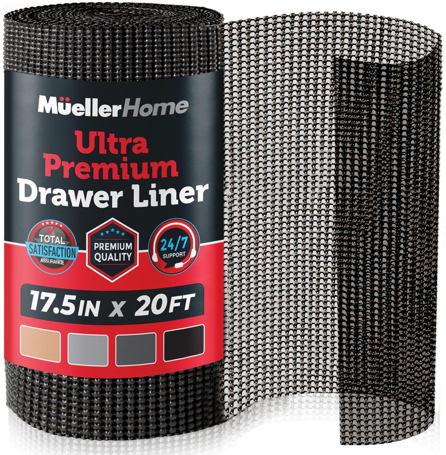 Ultra-Premium Drawer and Shelf Liner, 17.5 Inch x 20 FT Heavy-Duty and Slip-resistant Liner, Durable Non Adhesive Waterproof Roll, for Drawers, Kitchen, Cabinets, Shelves, Desks, Black