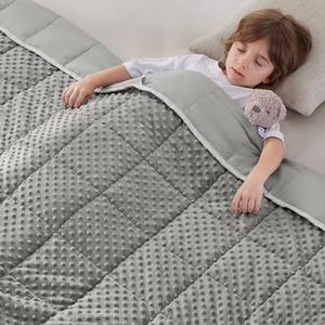Anfie Weighted Blanket Kids(36"x48" 5lbs) Weighted Blanket Cooling Blanket for Sleeping,Throw Size Breathable Blanket with Premium Glass Bead(Grey)