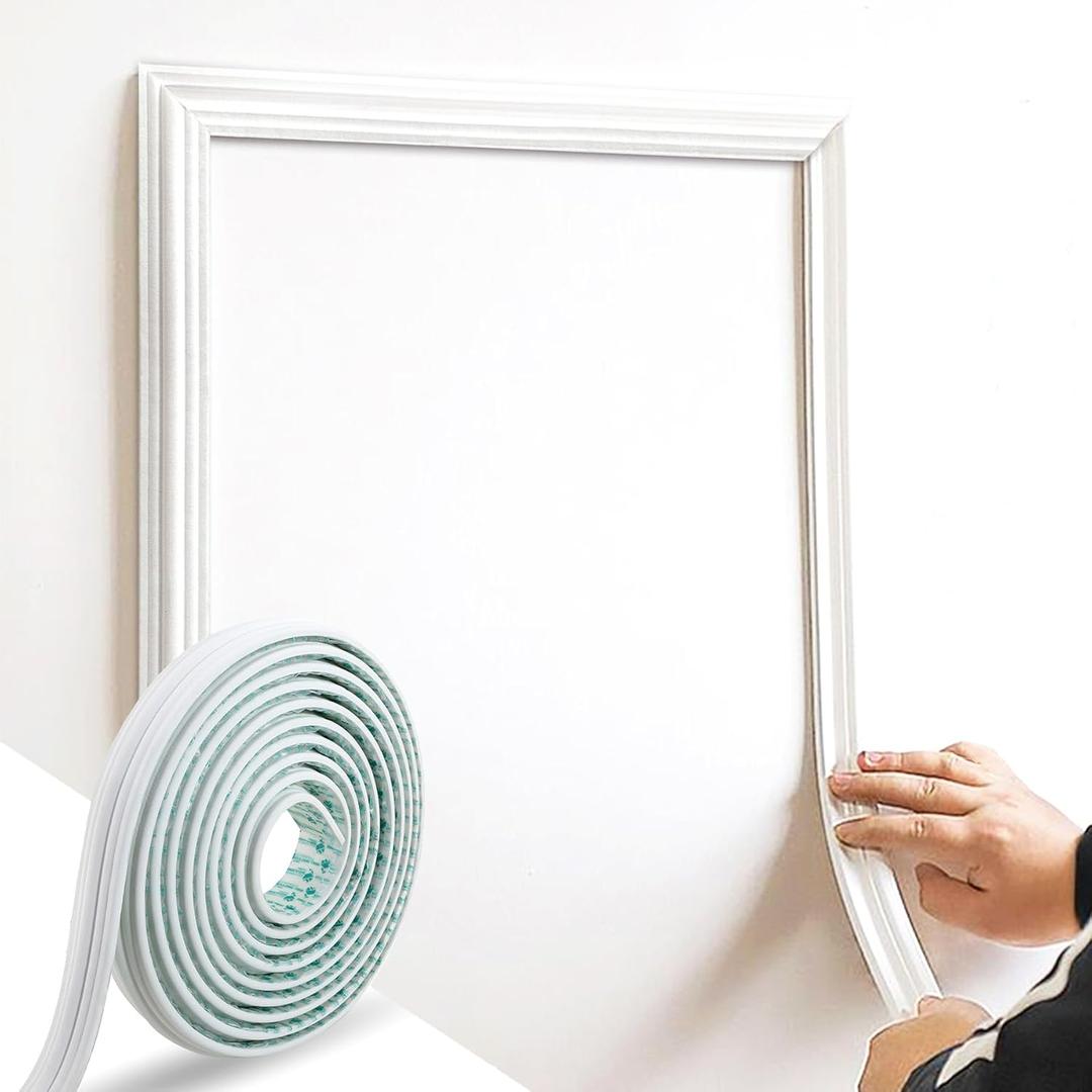 196.8" x 1.5" Lightweight Peel and Stick Chair Rail Molding, Flexible Accent Wall Trim for Home Decoration & Protection (White)