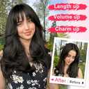 ALXNAN Long Wavy Layered Hair Extensions for Women, Clip in Hair Extensions Clip Ins Soft Full Head Synthetic Hairpieces 16 Inch Black Brown