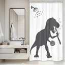 LGhtyro Small Stall Funny Dinosaur Shower Curtain Bathroom Set 36Wx71H Inches Cartoon Kids Dino Silhouette Animal Shadow Black White Bath Accessories for Teens Boy Art Home Decor Fabric 7 Pack Hooks