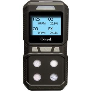 4 Gas Monitor, Portable CO, H2S, O2,EX Gas Detector Meter - Ready to Use (Black)