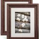 GraduationMall 8x10 Wooden Picture Frames,Display Photos 5x7 with Mat or 8x10 Without Mat,Real Glass,Wall or Tabletop Display,Rustic Brown Set of 2