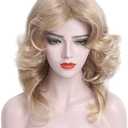 STfantasy 70s Feathered Wigs Disco Costume Blonde Natural Wig for Women Girls Party Fashion Accessory Halloween Cosplay Anime (Blonde)