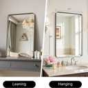 Kosmonia 30"x20" Bathroom Mirror, Large Brushed Nickel Rounded Rectangle Vanity Mirror, Anti-Rust Wall Mounted, Aluminum Frame, Tempered Glass, Hangs Horizontally or Vertically