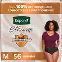 Depend Silhouette Adult Incontinence & Postpartum Bladder Leak Underwear for Women, Maximum Absorbency, Medium, Black, 56 Count (2 Packs of 28), Packaging May Vary