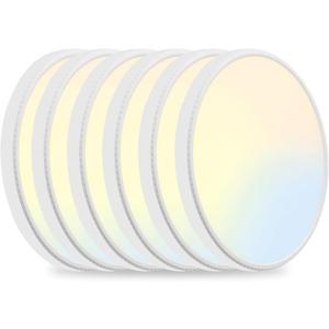 MODERN 6Pack LED Flush Mount Ceiling Light, 3000K-3500K-4500K-5000K-6000K Adjustable Ceiling Lamp,7.5inch Surface Mounted for Living Room, Bedroom, Kitchen, Laundry, Hallway (White, 6 Pack)