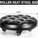 FLOLXNB Low Height Rolling Stool with 360Swivel Caster, Low Roller Seat Chair, PU Leather Rolling Stool Heavy-Duty and Sturdy, Movable Mini Stools for Home Office Garage Shop Fitness Sport