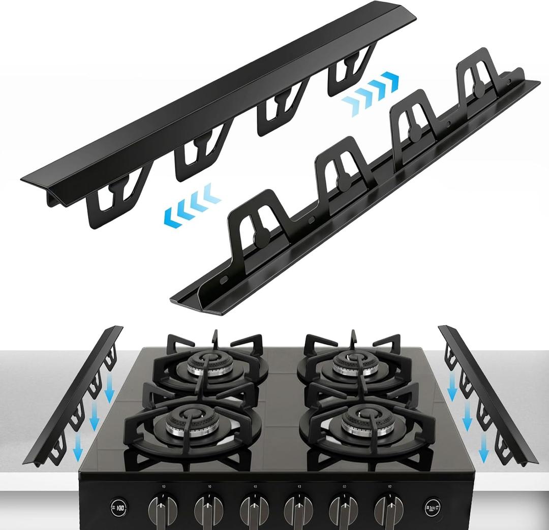 T-Shape Stove Gap Covers Stainless Steel, 2 Pack Stove Gap Filler Easy Retractable Length 13.8" to 27.5", Width 1.85" - ALMCALS Oven Gap Filler Stove Guards Range Trim Kit