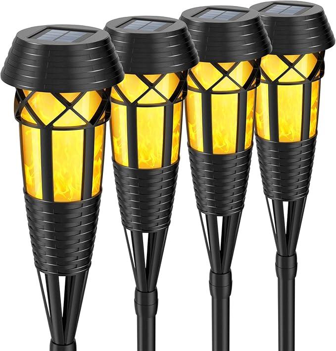 Flickering Flames Torch Light Solar Garden Lights Waterproof Landscape Lighting - 4 Pack