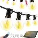 200FT Solar Lights Outdoor Waterproof: G40 60M Shatterproof Bulbs Patio Lights - Solar Powered Remote Control 3 Light Modes Dimmable Solar Light - Camping Backyard Garden Deck Outside Yard