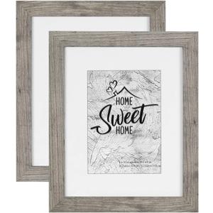 Califortree Grey Wooden 8x10 Picture Frame - Display Photos 5x7 with Mat or 8x10 Without Mat - HD Glass Inside, Horizontal and Vertical Display for Wall and Table top - Set of 2 (Gray)