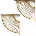 Luzen 2Pcs Fan Shaped Metal Shelf Brackets - Wall Mounting Modern Decorative Shelving Brackets with Screws Hardware for Home Office, Gold