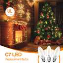 2 x C7 LED Replacement Bulbs, Clear Christmas & Halloween Light Bulbs for Outdoor String Lights, Patio Xmas Tree Wedding Holiday Party Decor, E12 Candelabra Base, 2700K Warm White, 12 Pack