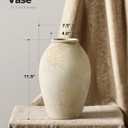 LE TAUCI Ceramic Vase, 11.5 Inch Large Rustic Farmhouse Vase, Tall Vase for Home Decor, Living Room Table & Mantel Centerpiece, Watertight & Sturdy, Matte Sandy Beige White
