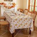 Romanstile Fall Rectangle Tablecloth 60 x 120 Inch,Thanksgiving Autumn Harvest Orange Maple Leaf Table Cloths, Stain Resistant Farmhouse Table Cover for Thanksgiving Holiday Dinner Party