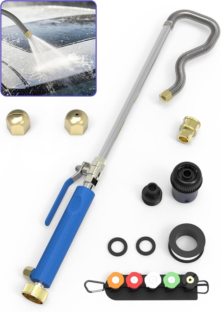 Jet Nozzle High Pressure Power Washer Wand for Garden Hose,Hydro Jet Water Hose Nozzle with 2 Interchangeable Quick Connectors for Car Wash Gutter Patio Window Pet Shower Outdoor Cleaning (11)