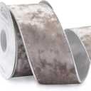 Ribbli Taupe Velvet Wired Ribbon 2.5 Inch Metallic Taupe Crushed Velvet Christmas Ribbon for Gift Wrapping Christmas Tree Decoration Crafts Wreaths Supplies-Continuous 10 Yards