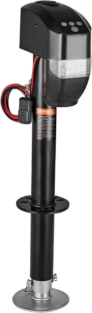 VEVOR 5000 lbs Electric Trailer Jack, Heavy Duty RV Electric Power Tongue Jack with 2 Way Connector, Remote Control, Crank Handle & Weatherproof Jack Cover, 10"-28.3" Lift, for Trailers & Campers (Black)