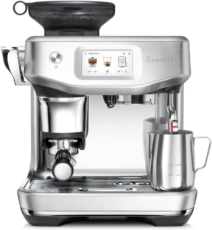 Breville BES881BSS Barista Touch Impress, Brushed Stainless Steel | Enjoy cold extraction functionality for cold brew beverages with this semi-automatic espresso machine with built-in grinder
