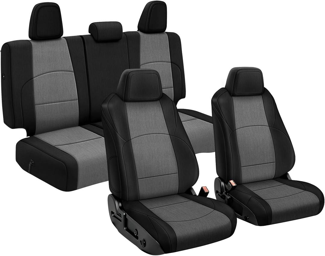 Seat Covers Compatible with 2024 2025 2026 Toyota Tacoma Double Cab SR/SR5/TRD/Limited Full Set, Heavy Duty Cationic Linen Fabric Seat Protector
