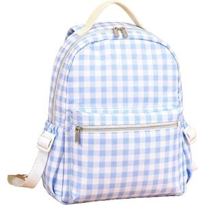 KCASCTIV Gingham Pattern Backpack, Pink and Blue Checkered, 34cm x 9cm, Large Capacity Suitable for Travel for Girls (blue)
