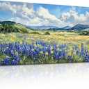 SERIMINO Nature Landscape Wall Art, Wilderness Meadow Wildflower Large Artwork, Rural Scenic Canvas Art Prints, Bright Natural Scenery Pictures Wall Decor Living Room Bedroom Rustic Farmhouse 24"X48" (Clear Sky Wilderness)