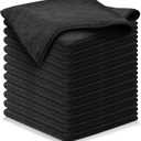USANOOKS Microfiber Cleaning Cloth - 12Pcs 12.5x12.5 inch High Performance - 1200 Washes, Ultra Absorbent Microfiber Towels for Cars Undercarriage, Rims and Engine Bay Cleaning -Microfiber Cloth (Black)