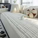 Sofa Couch Cover, Sofa Covers for Dogs Washable, Non-Slip Striped Sofa Slipcovers for Sectional Sofa, Sofa Cover Furniture Protector for L Shaped(Beige White, 27.6"x 70.9")