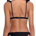 SHEKINI Women's Bathing Suits Ruffles Flounce Bikini Sets Low Rise Two Piece Swimsuit (Black, L)