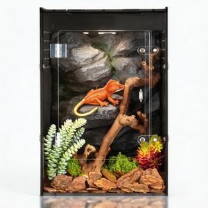 10 Gallon Reptile Tank - 12x12x18 Crested Gecko Tank Enclosure - PVC Habitat with Ventilation for Lizard, Spiders & Snakes (Black)
