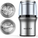 Secura Electric Coffee Grinder and Spice Grinder with 2 Stainless Steel Blades
