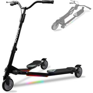 PHOEROS Upgraded Swing Wiggle Scooter, 3 Wheels Drifting Kick Scooter for Kids Ages 6-12, Teens & Adults, Youth Drifting Scooter with LED Light /7 Height Adjustable/Foldable Best Gift for Kids/Youth.