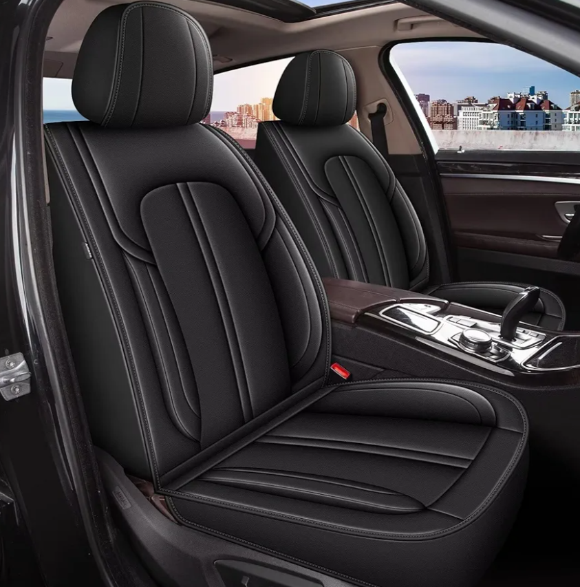 Seat Covers Fit for Ford Edge 2007-2023 2024 2025: 5 Seats Full Set Faux Leather Car Seat Covers Waterproof Automotive Seat Cushion Protector (2 Row 5 Seats, Black)