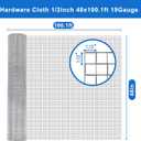 Hardware Cloth 1/2 inch 48" x 100' 19 Gauge - Versatile Chicken Wire Mesh Roll Ideal for Welded Wire Fencing, Gopher Control, and Reliable Chicken Coop Solutions